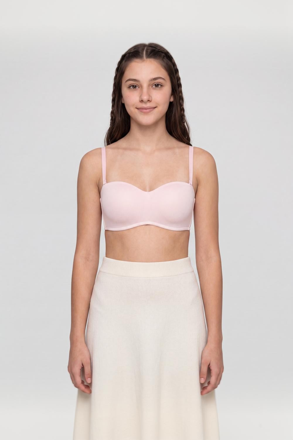 Pink Solid Nylon Spandex Bra For Women - Image 2