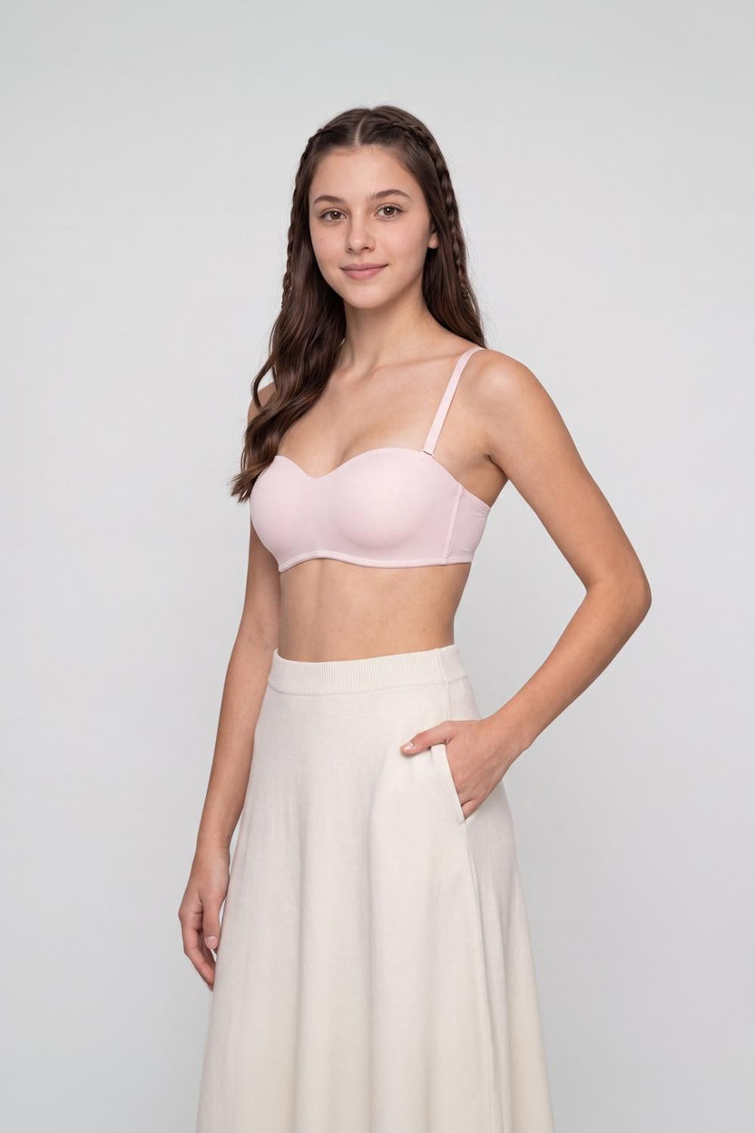 Pink Solid Nylon Spandex Bra For Women - Image 4