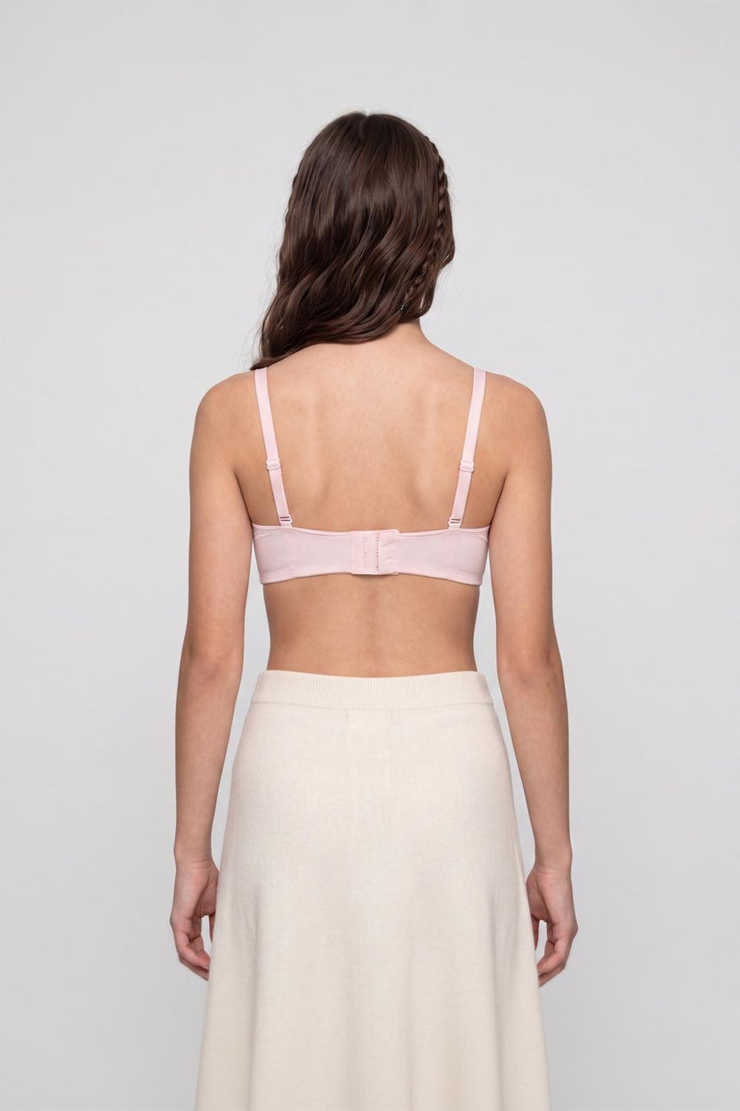 Pink Solid Nylon Spandex Bra For Women - Image 5