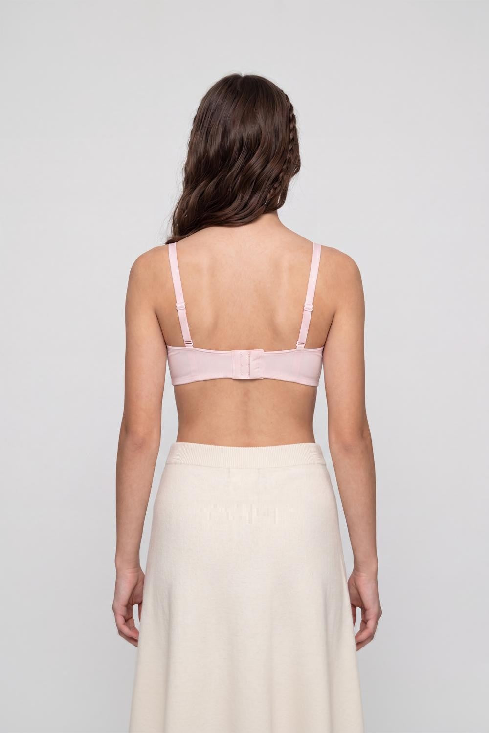 Pink Solid Nylon Spandex Bra For Women - Image 5