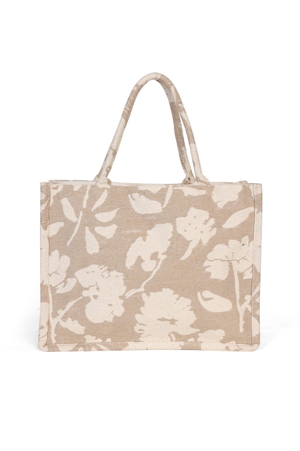 Beige Floral Printed Tote Bag for Women - Image 2