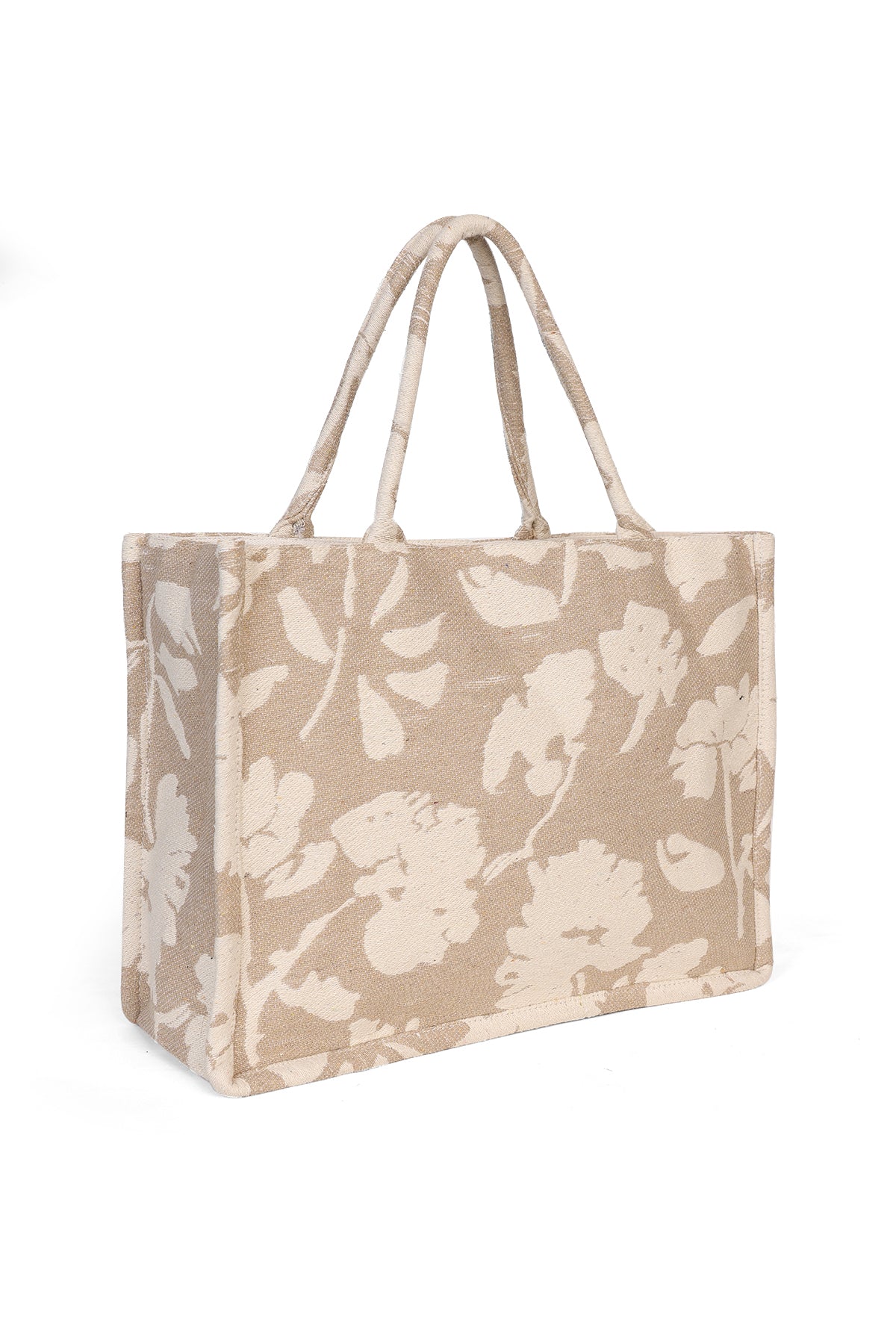 Beige Floral Printed Tote Bag for Women - Image 3