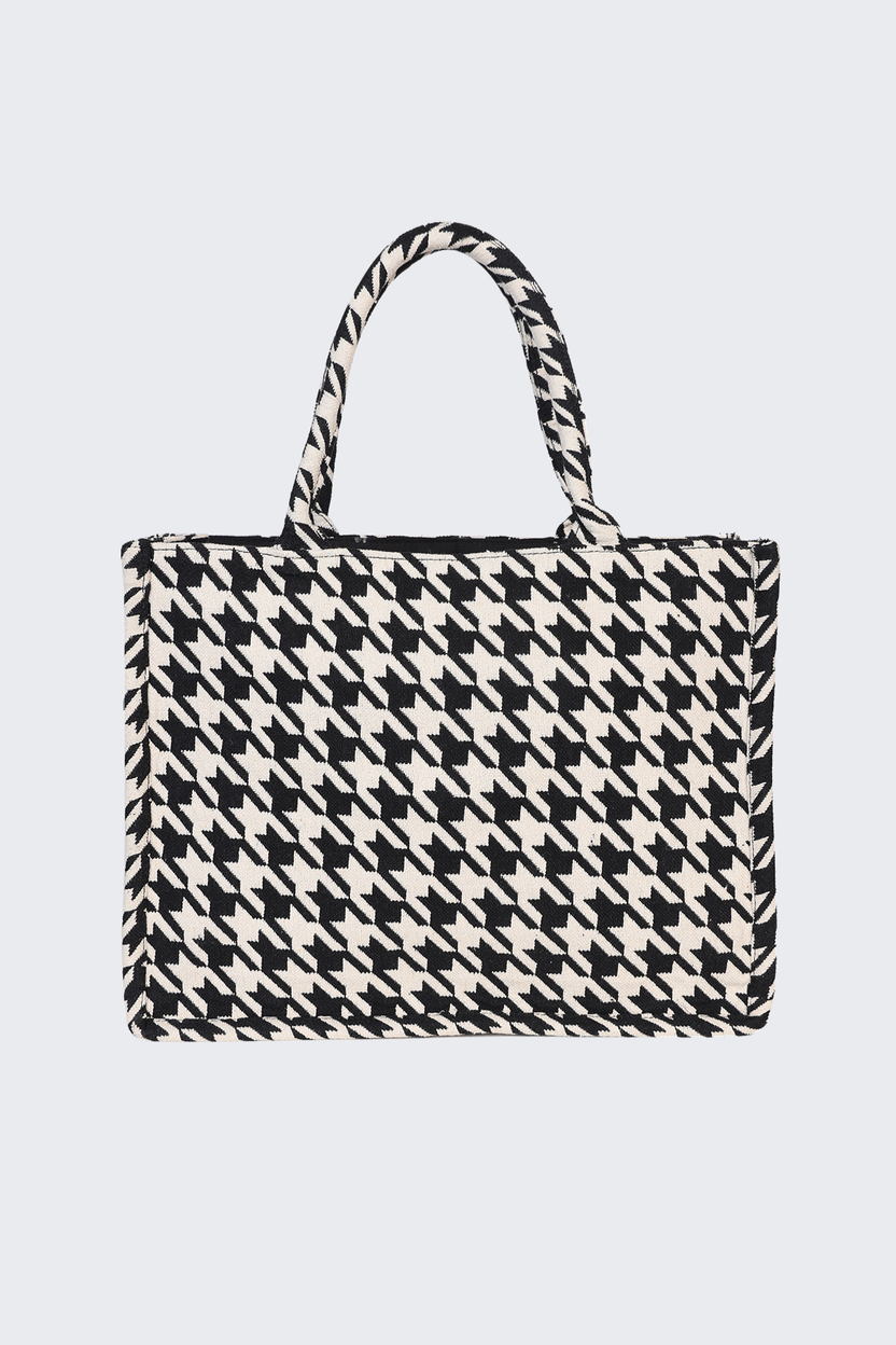 Black Houndstooth Tote Bag For Women - Image 2