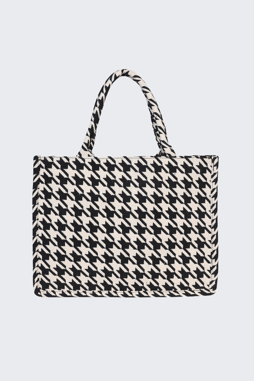 Black Houndstooth Tote Bag For Women - Image 5