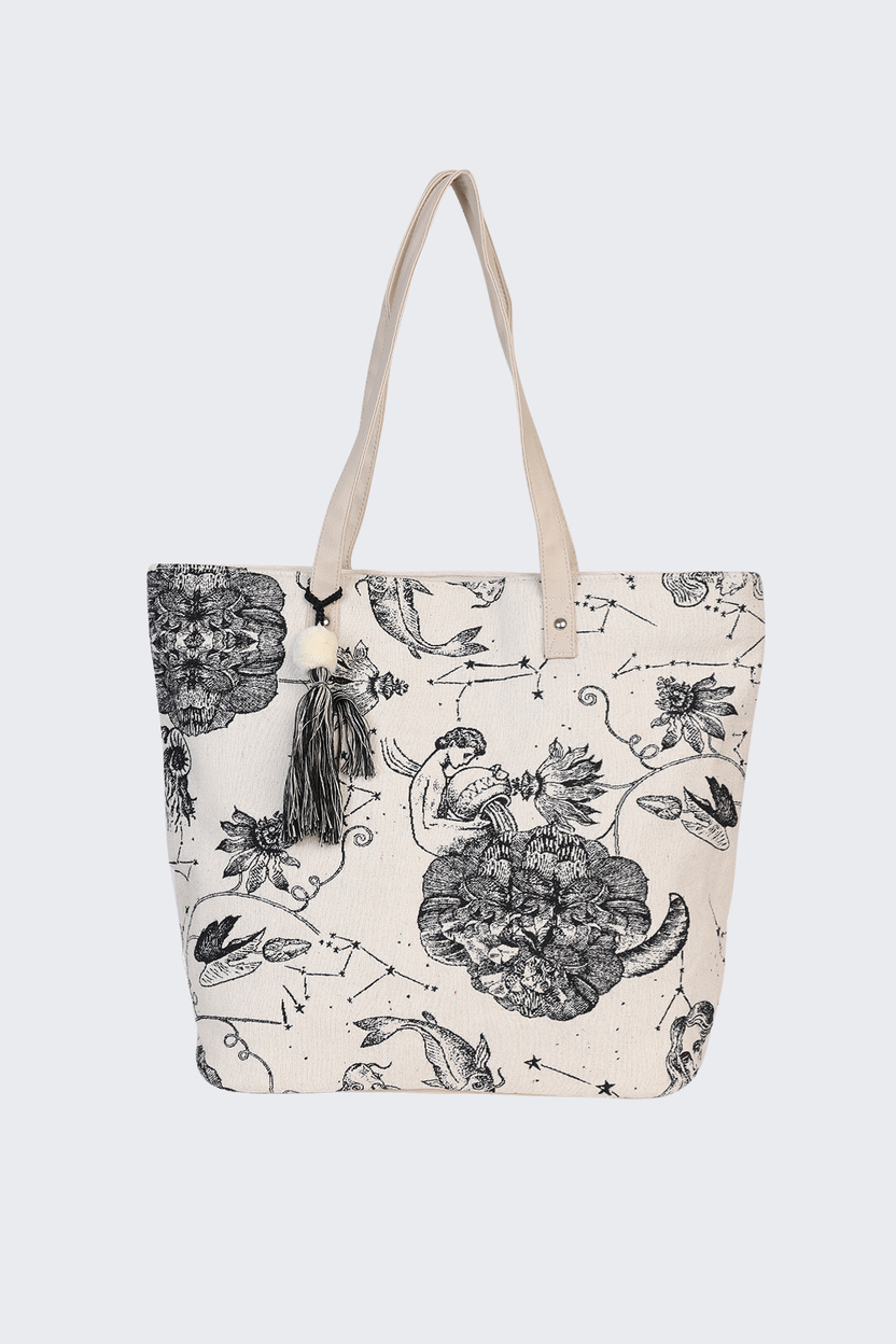 Off White All - Over Printed Tote Bag For Women - Image 2