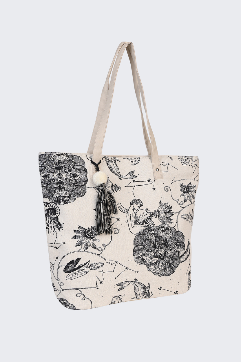 Off White All - Over Printed Tote Bag For Women - Image 3