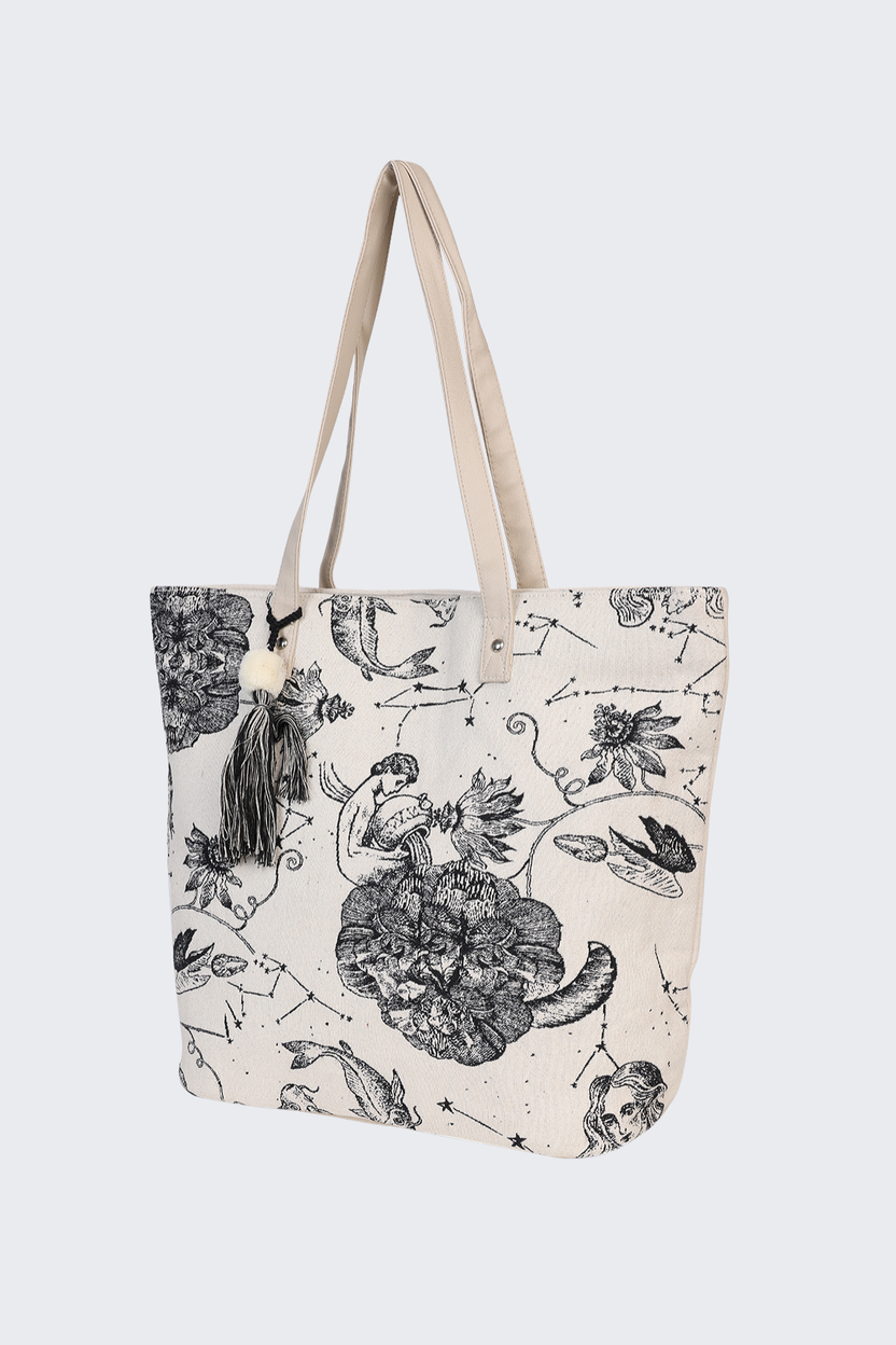 Off White All - Over Printed Tote Bag For Women - Image 4