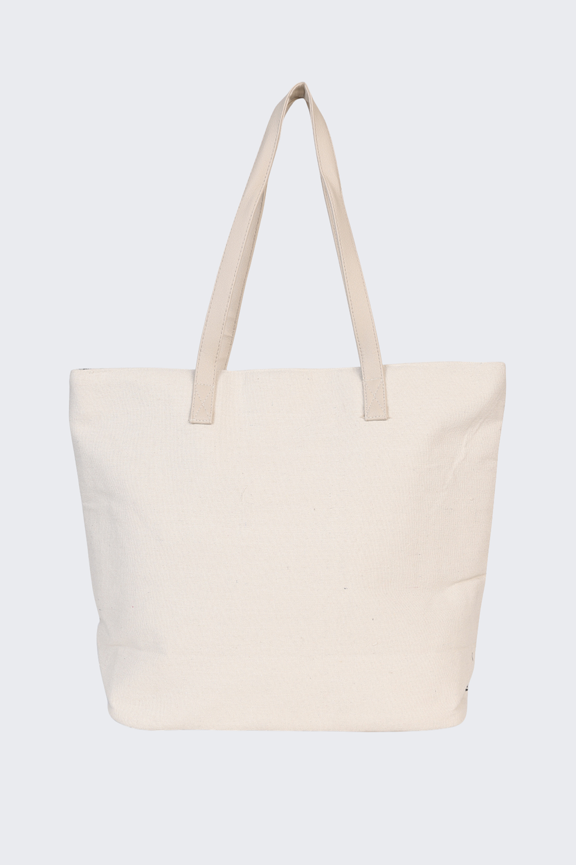 Off White All - Over Printed Tote Bag For Women - Image 5