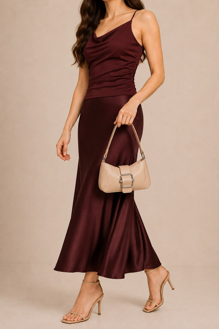 Beige Solid Shoulder Bag For Women - Image 1