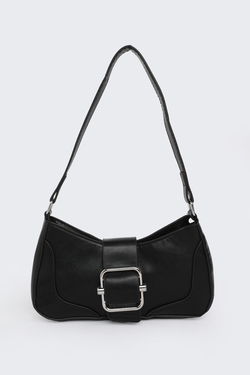 Black Solid Shoulder Bag For Women - Image 2
