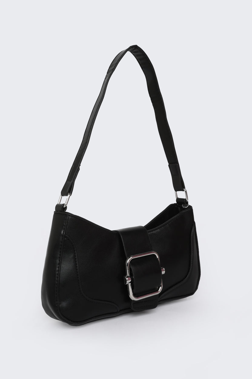 Black Solid Shoulder Bag For Women - Image 3