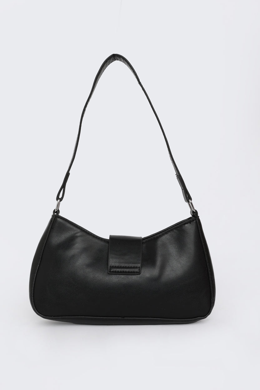 Black Solid Shoulder Bag For Women - Image 6