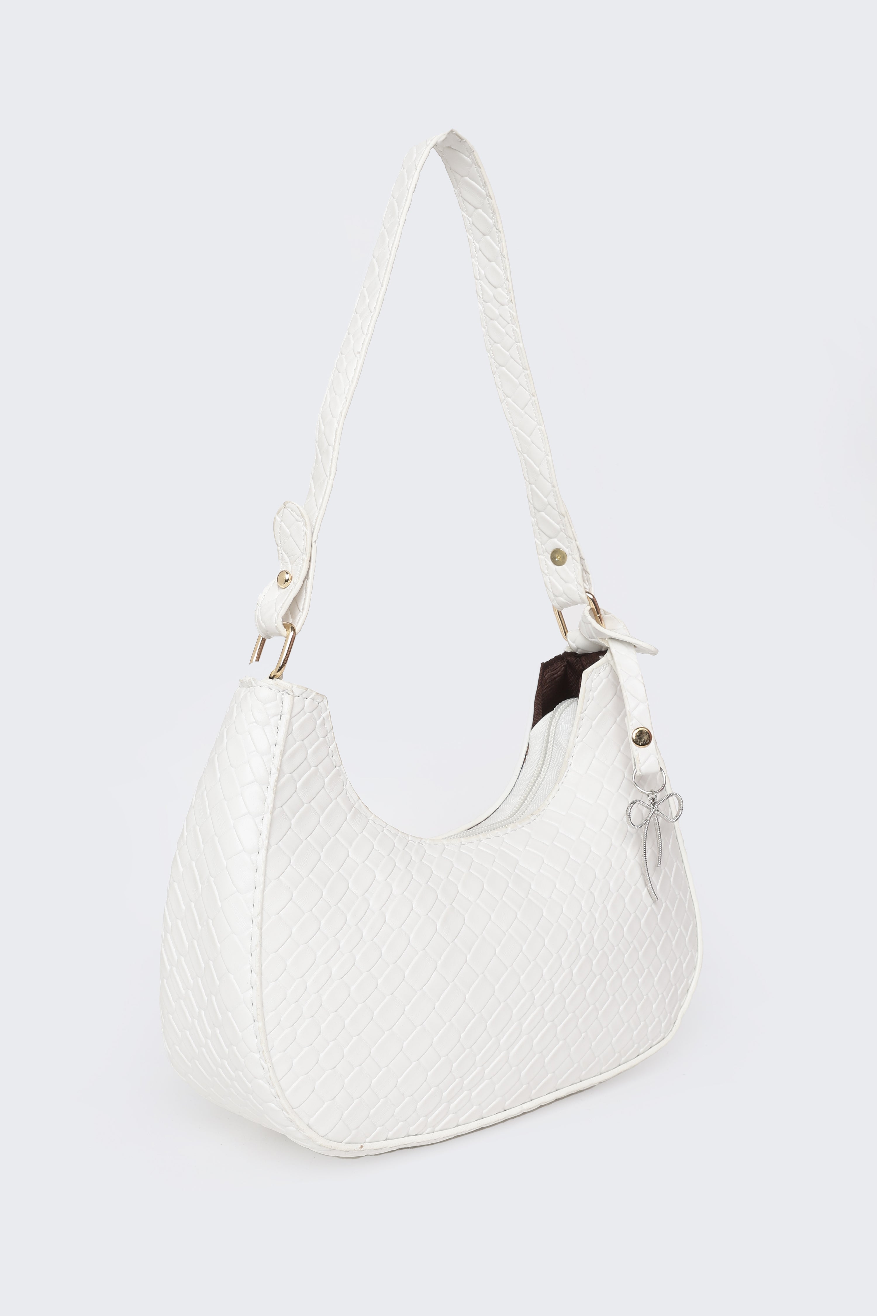 Off White Textured Shoulder Bags for Women - Image 3