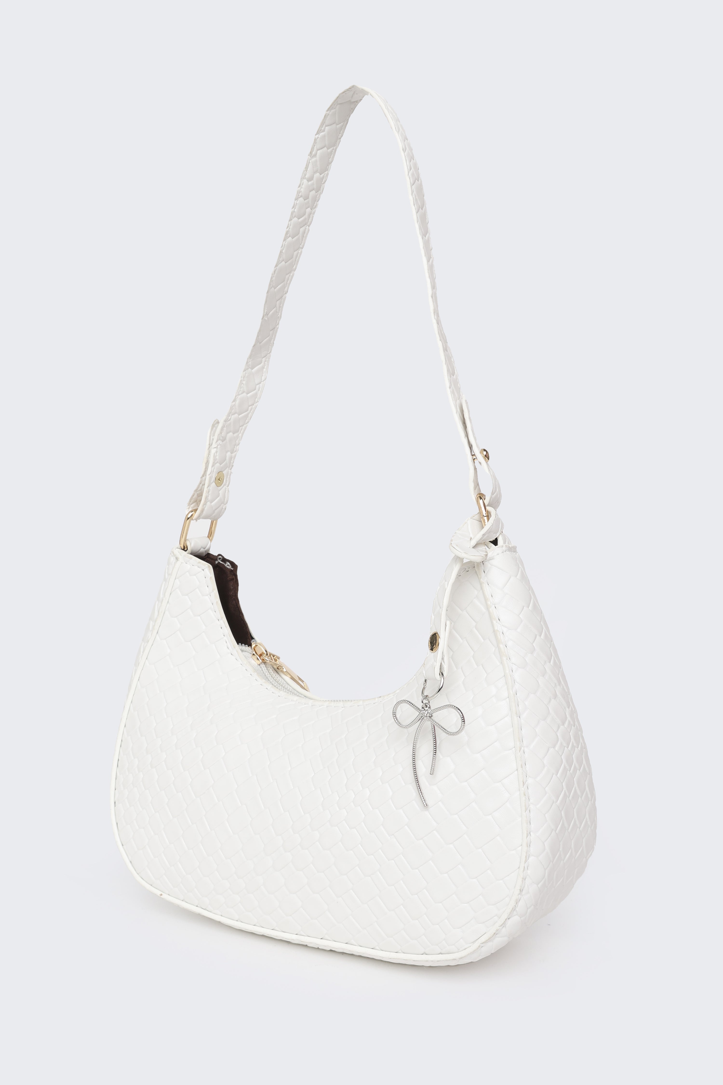 Off White Textured Shoulder Bags for Women - Image 6