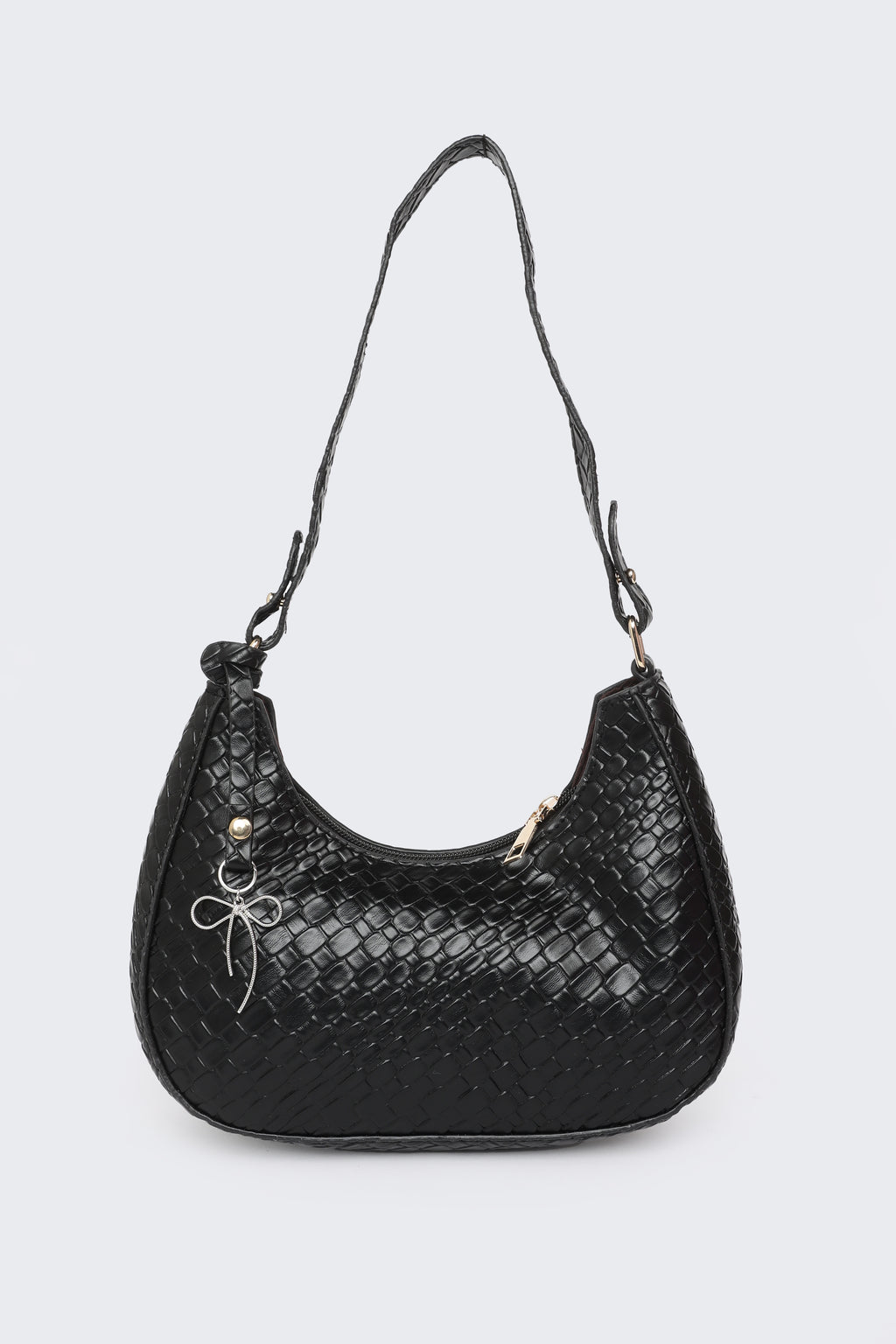 Black Textured Shoulder Bags for Women - Image 2