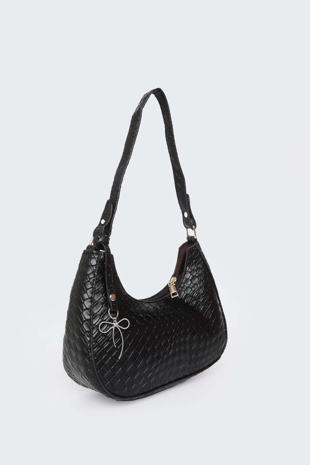 Black Textured Shoulder Bags for Women - Image 3