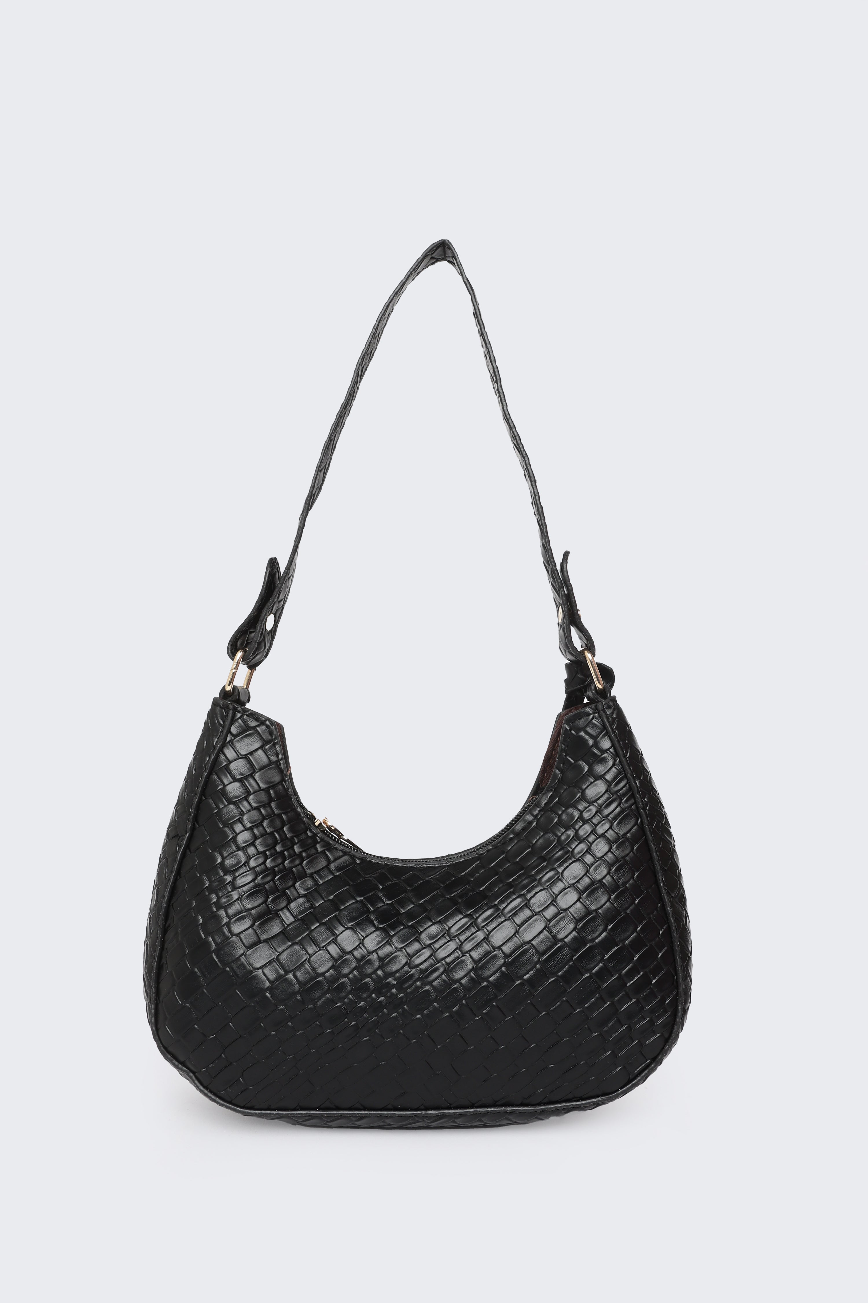 Black Textured Shoulder Bags for Women - Image 4