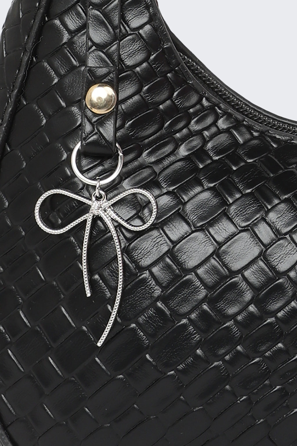 Black Textured Shoulder Bags for Women - Image 5