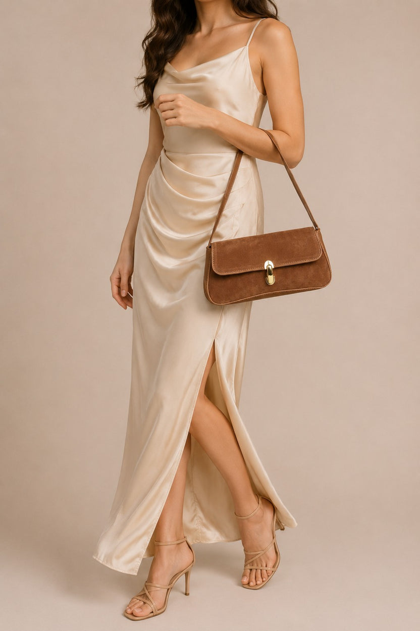 Tan Solid Shoulder Bag for Women - Image 7