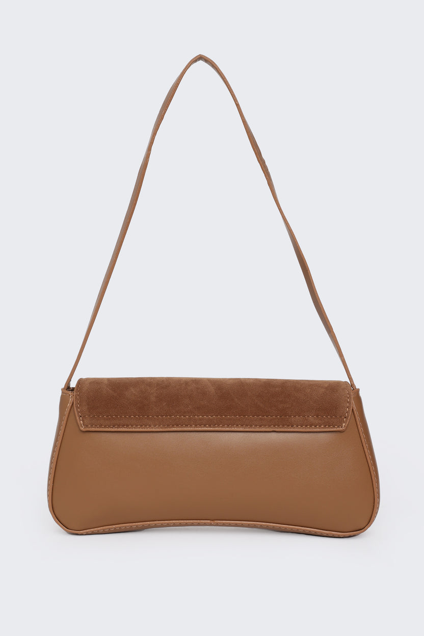 Tan Solid Shoulder Bag for Women - Image 6