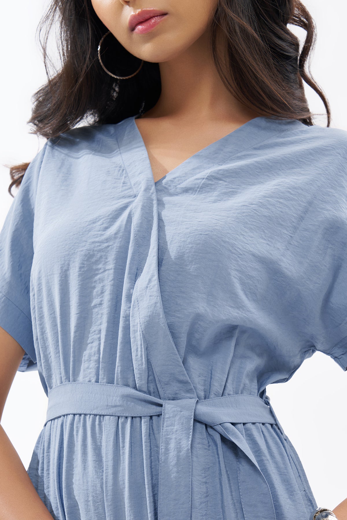 Light Blue Solid Jumpsuit for Women - Image 3