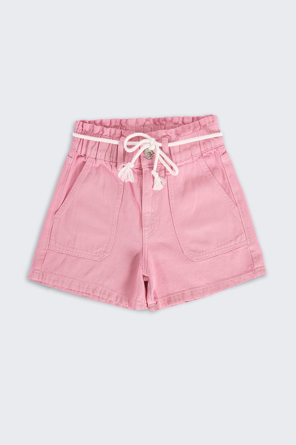 Pink Solid Regular Fit Shorts for Tweens Girls - Image 2