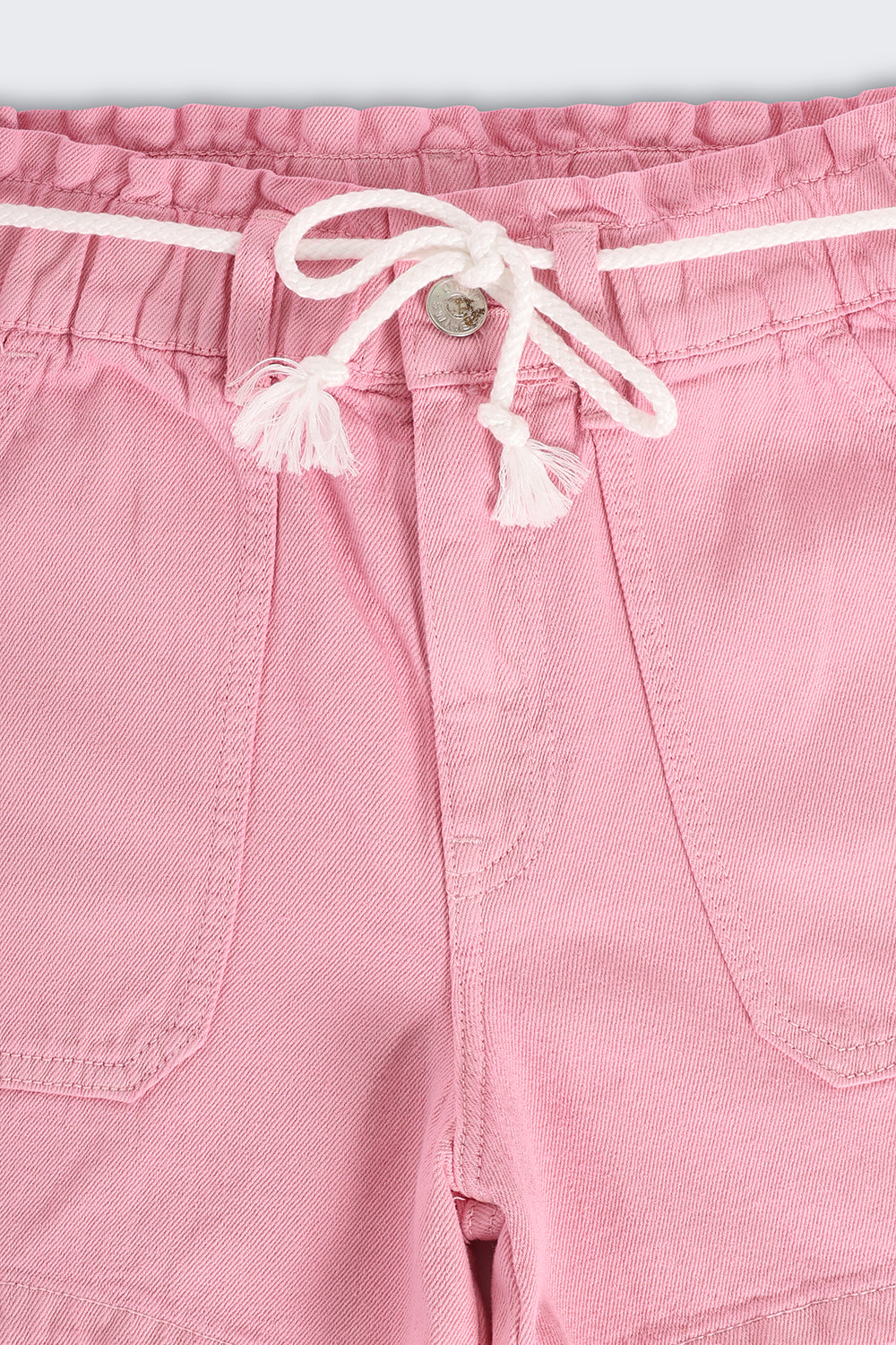 Pink Solid Regular Fit Shorts for Tweens Girls - Image 3