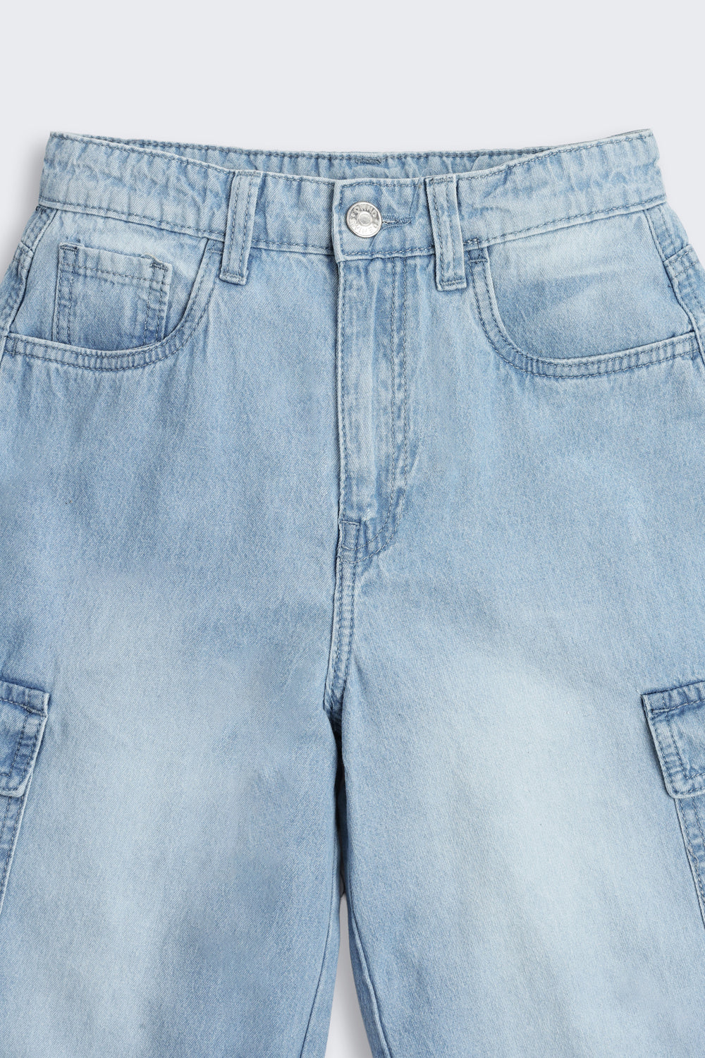 Light Blue Solid Regular Fit Jeans For Tweens Girls - Image 6