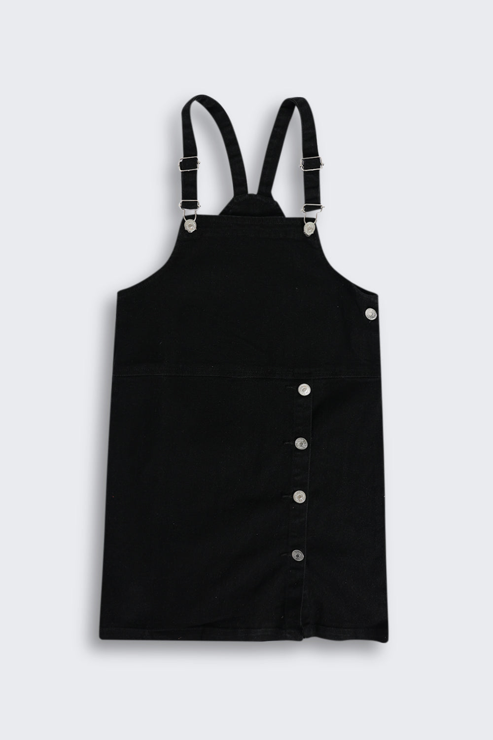 Black Solid Dungaree With T-Shirt for Tweens Girls - Image 4