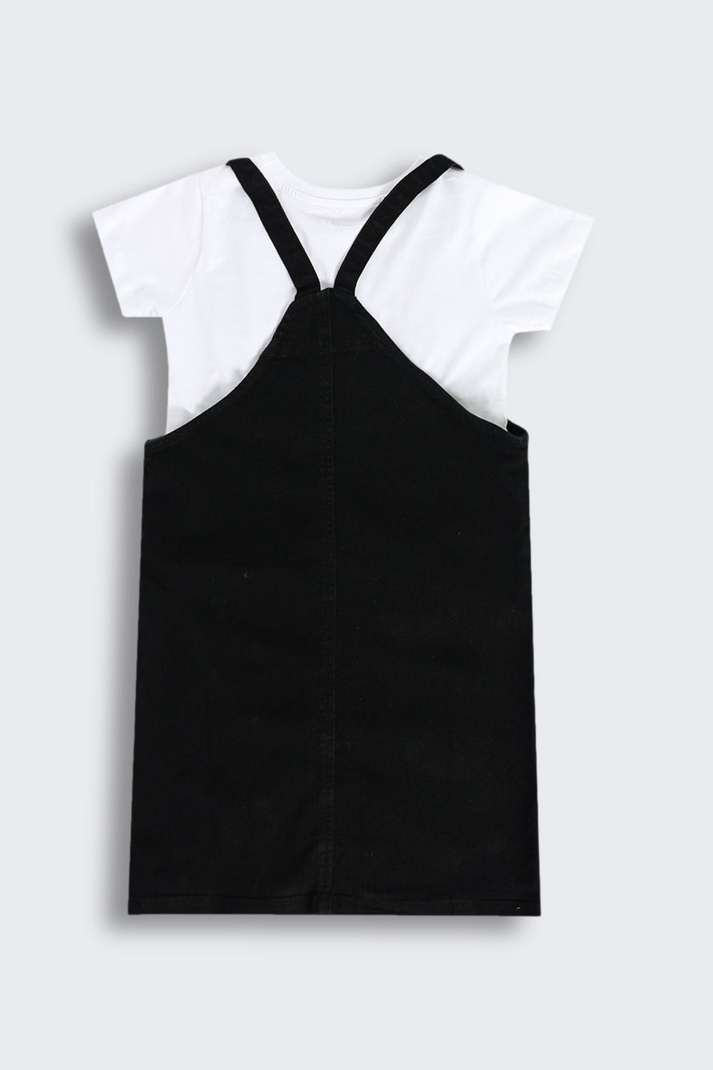 Black Solid Dungaree With T-Shirt for Tweens Girls - Image 5