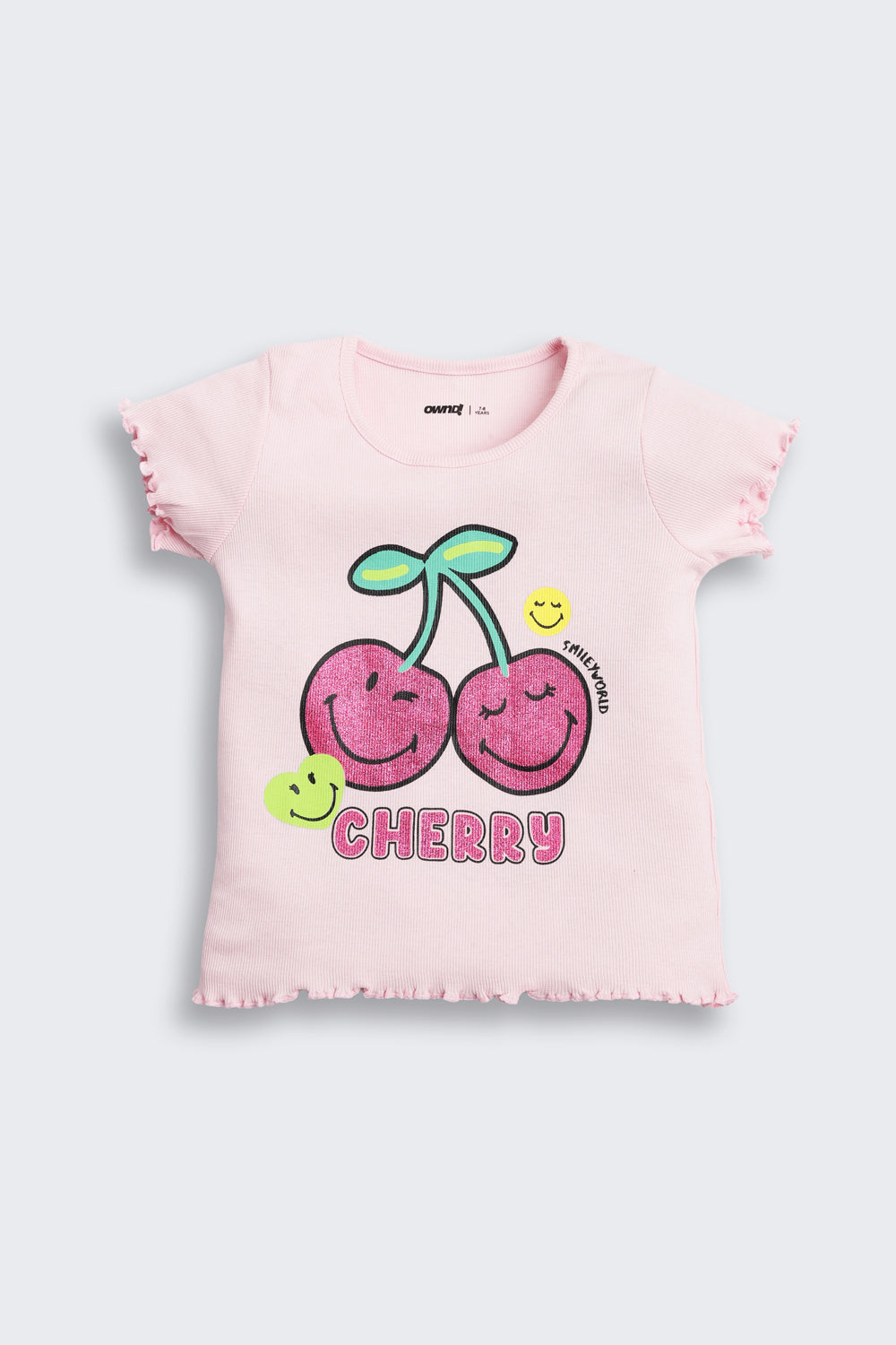 Pink Graphic Printed Cotton T-Shirt for Girls - Image 2
