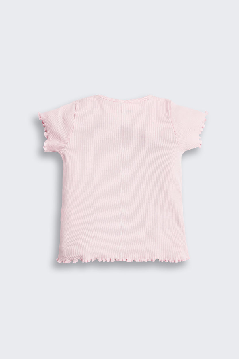 Pink Graphic Printed Cotton T-Shirt for Girls - Image 3