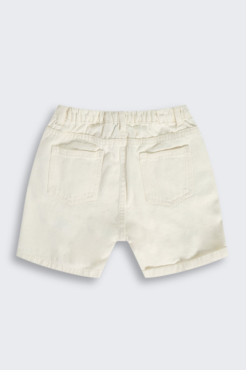 White Strawberry Placement Print Shorts with Four Pockets for Girls - Image 3