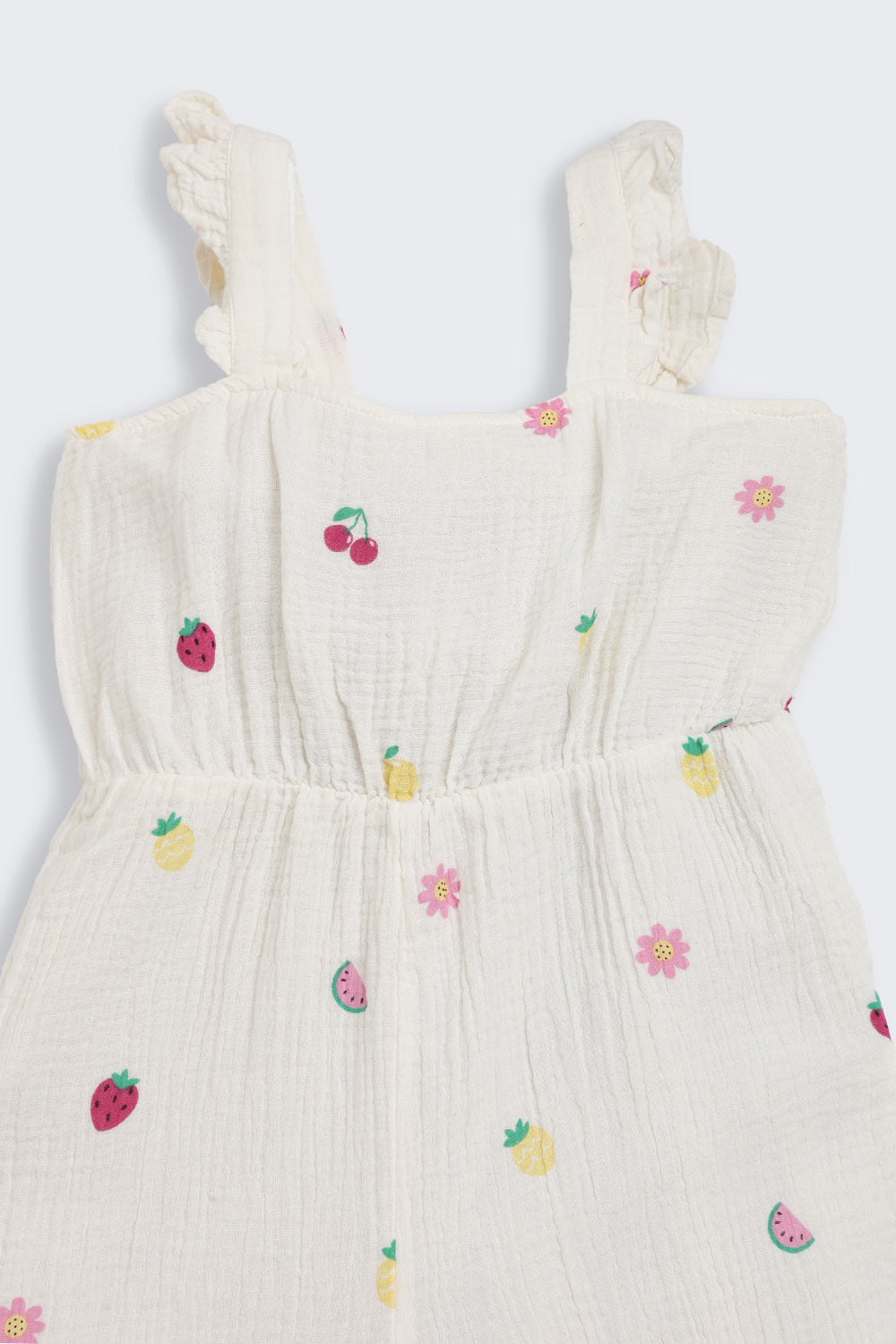 White Fruits & Flowers Printed Regular Fit Jumpsuits for Girls - Image 4