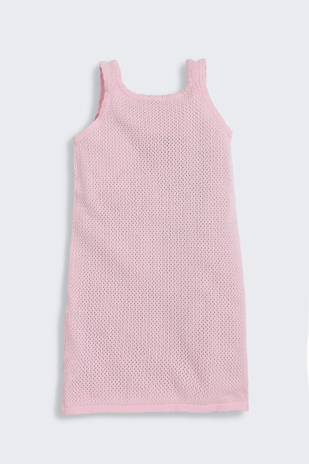 Pink Fruits Embroidered Regular Fit Dress for Girls - Image 3