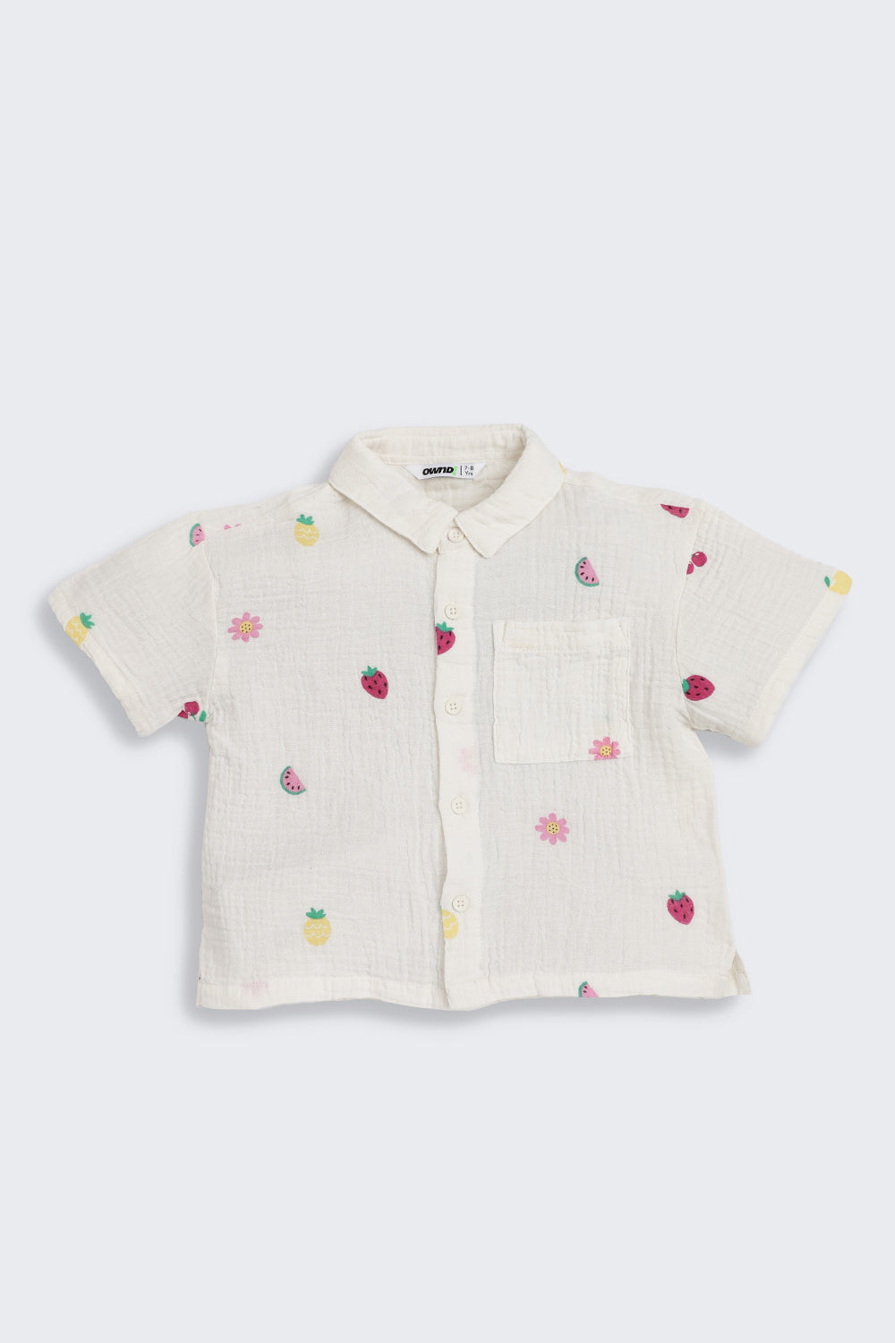 White Fruits Printed Regular Fit Co-ord Set for Girls - Image 2
