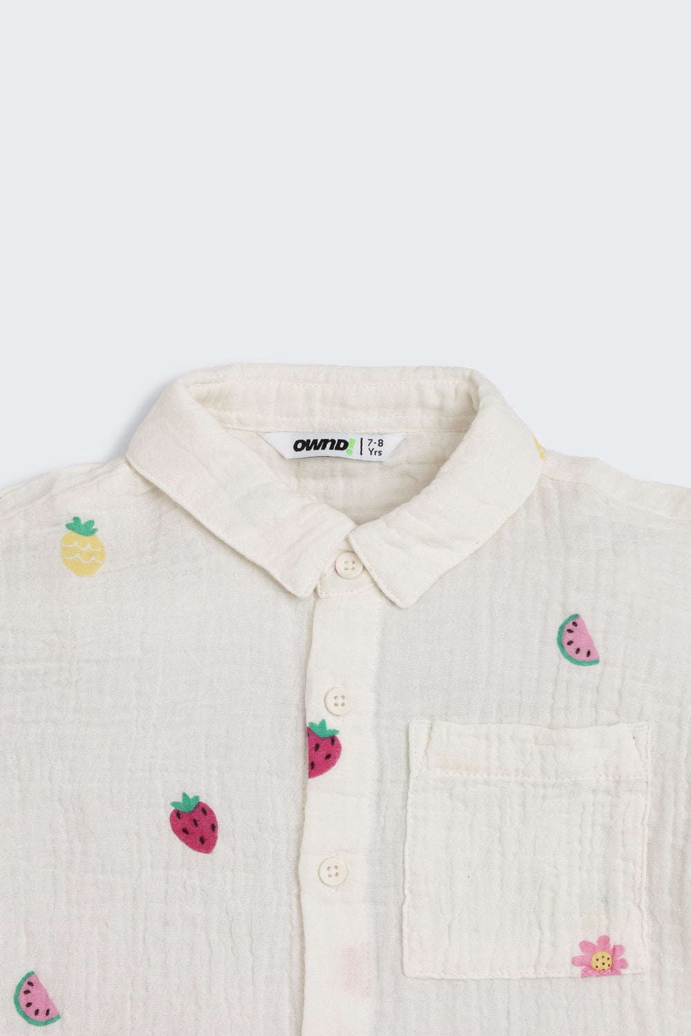 White Fruits Printed Regular Fit Co-ord Set for Girls - Image 6