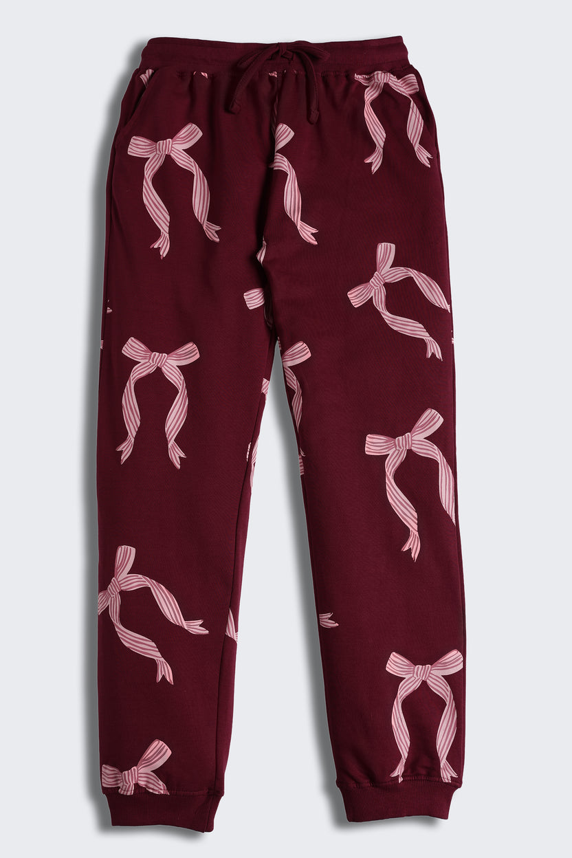 Maroon Regular Fit Joggers For Tweens Girls - Image 2