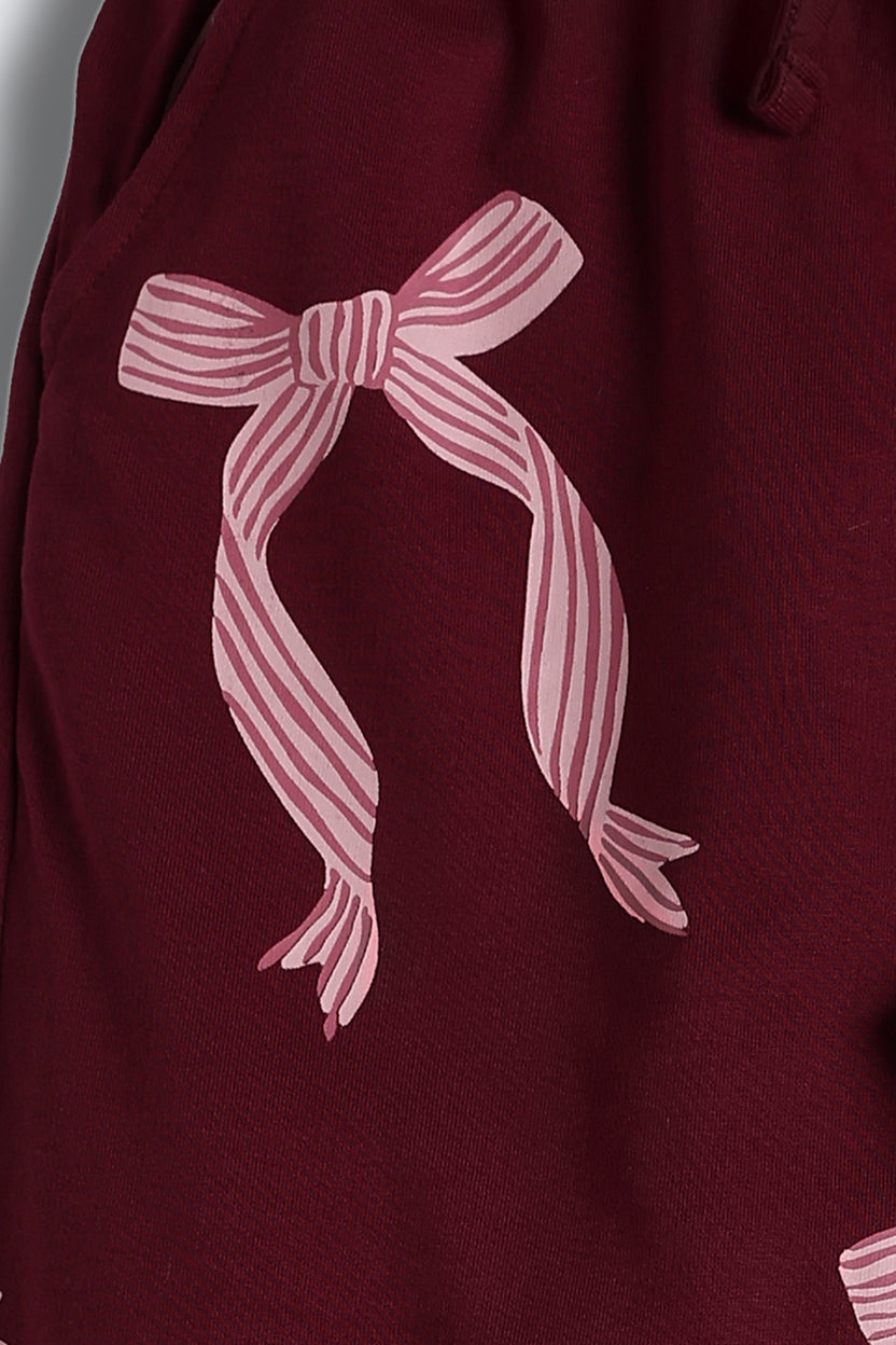 Maroon Regular Fit Joggers For Tweens Girls - Image 4