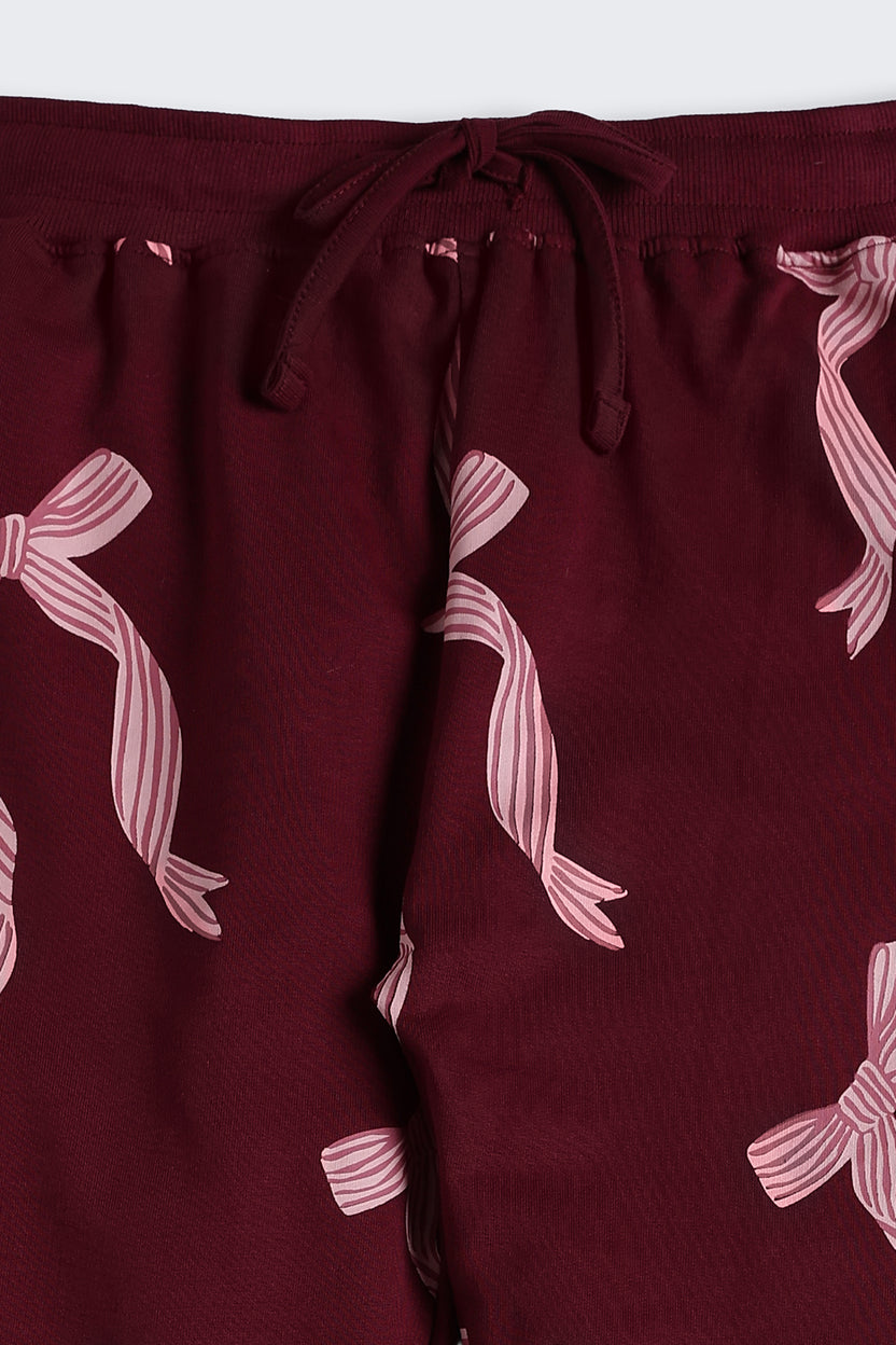 Maroon Regular Fit Joggers For Tweens Girls - Image 5