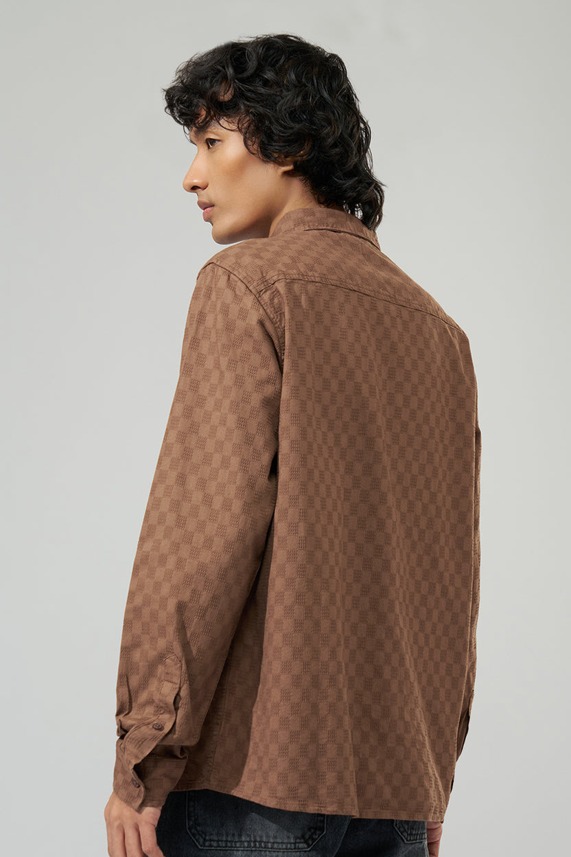 Brown Geometric Pattern Shirt For Men - Image 5
