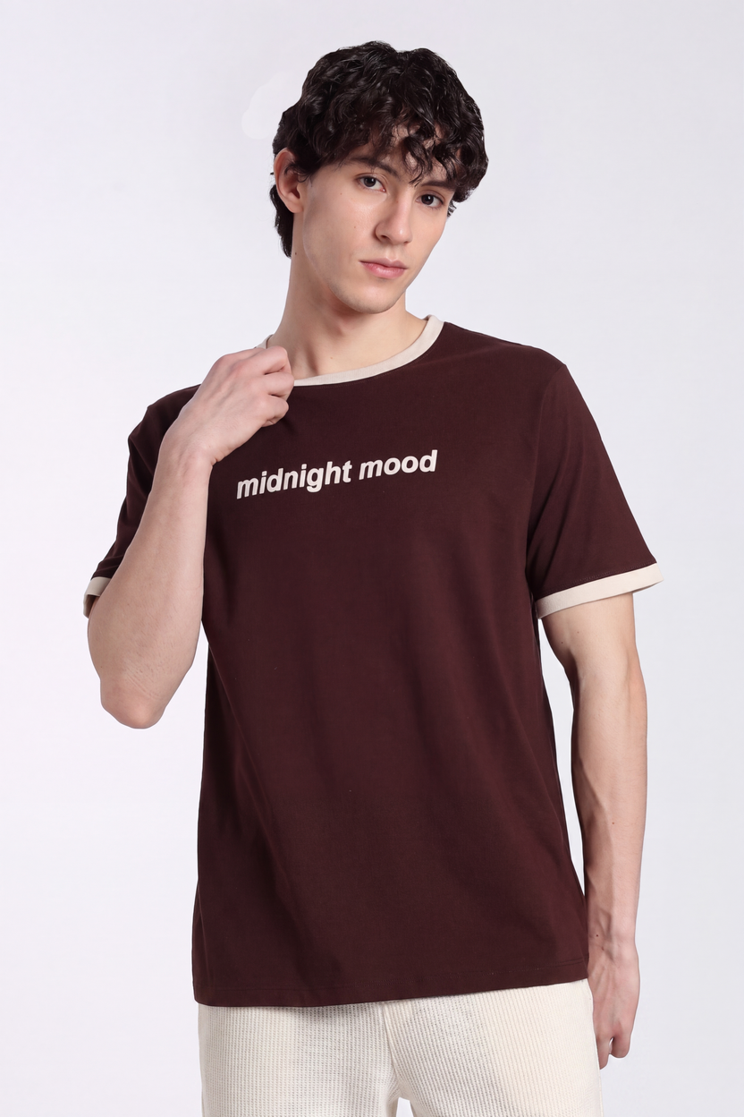 Chocolate Letter Regular Fit T-Shirt For Men - Image 2