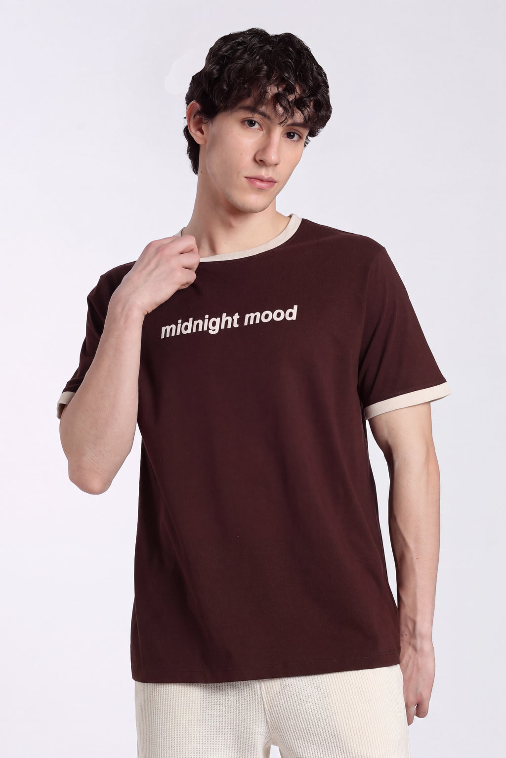 Chocolate Letter Regular Fit T-Shirt for Men - Image 2