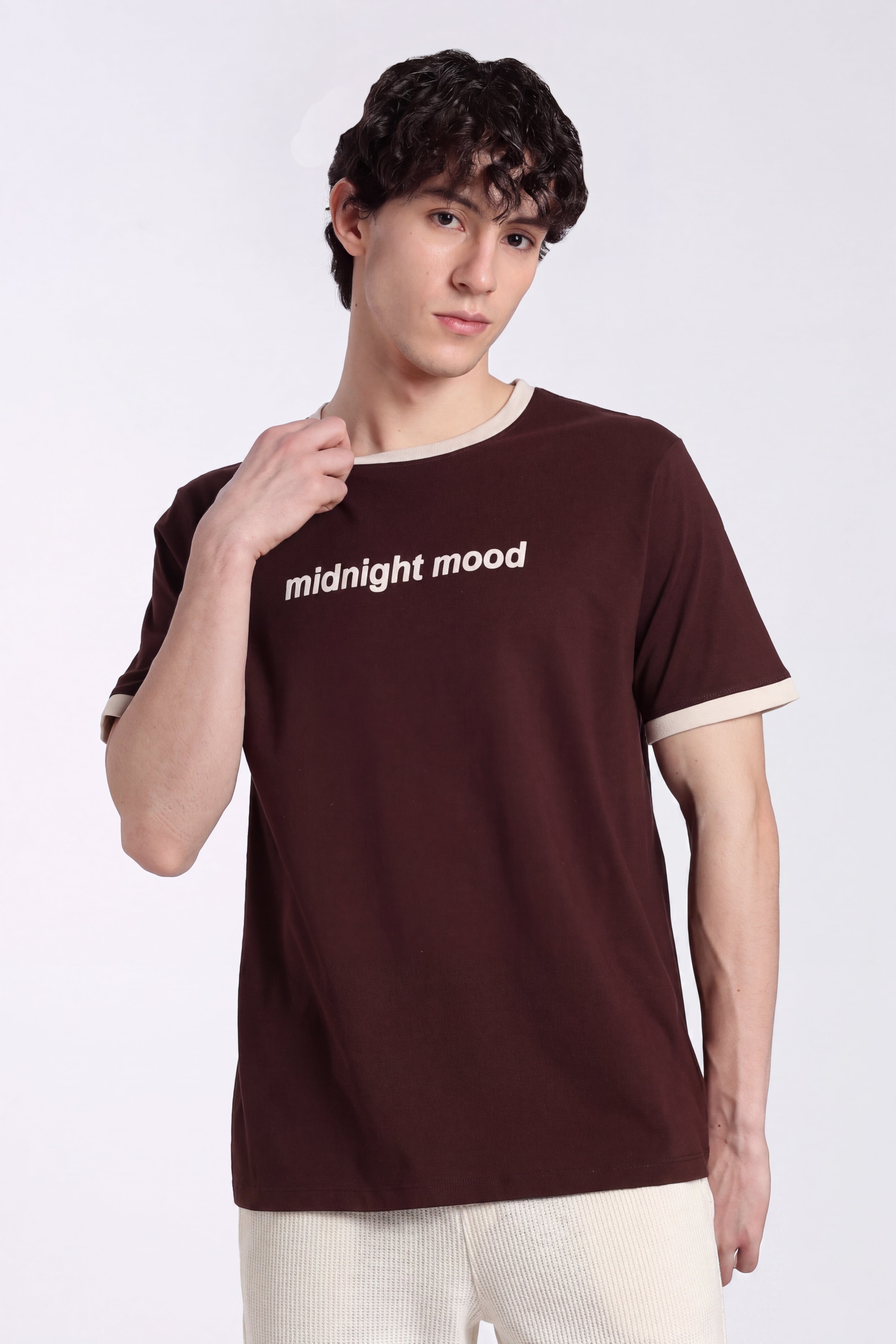Chocolate Letter Regular Fit T-Shirt for Men - Image 2