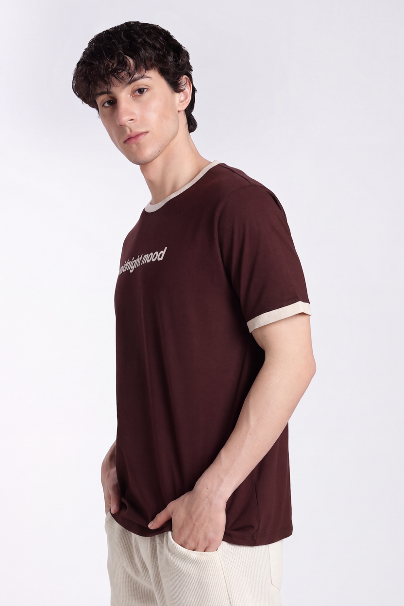 Chocolate Letter Regular Fit T-Shirt For Men - Image 4