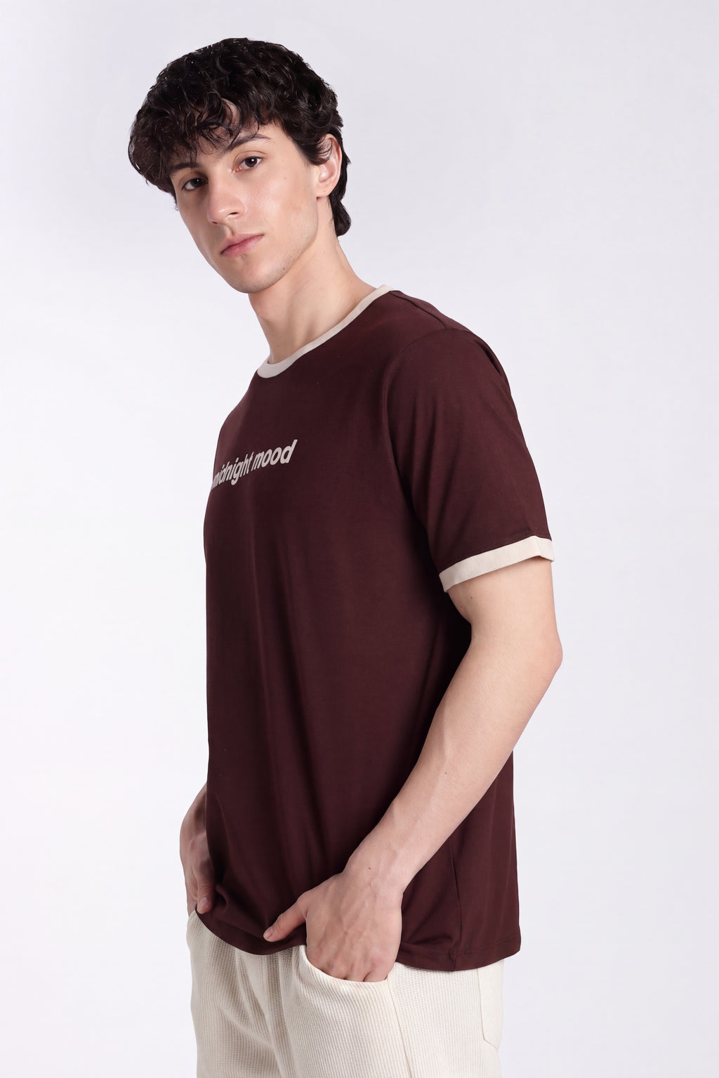 Chocolate Letter Regular Fit T-Shirt for Men - Image 4