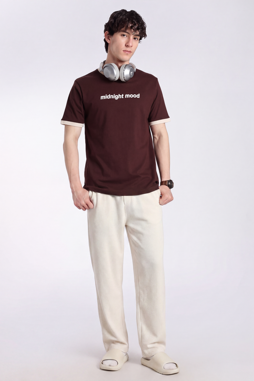 Chocolate Letter Regular Fit T-Shirt For Men - Image 6