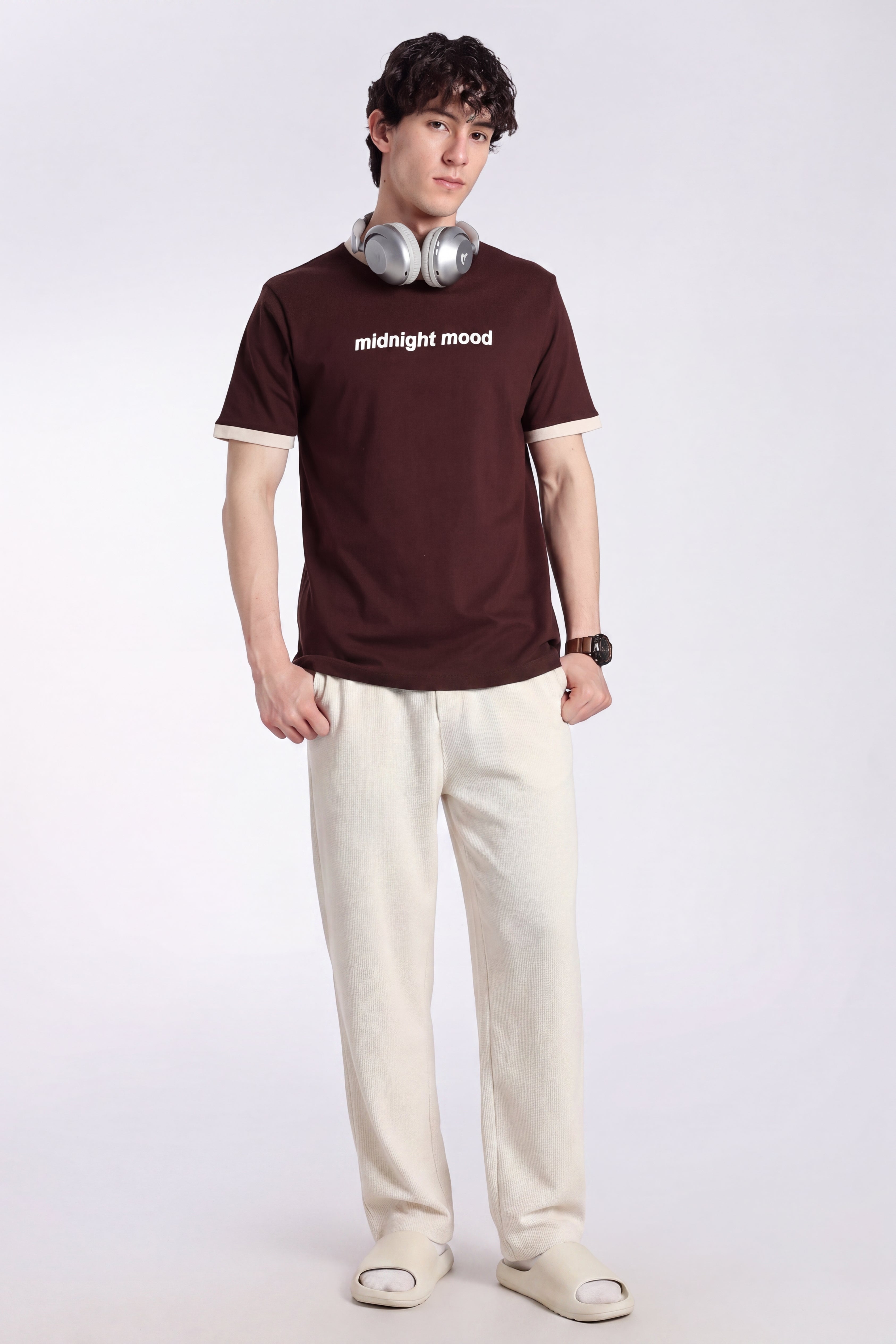 Chocolate Letter Regular Fit T-Shirt for Men - Image 6