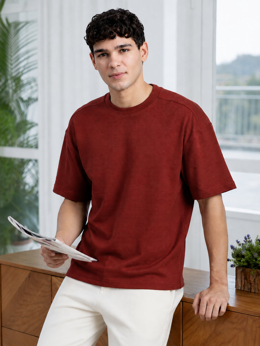 Red Oversized Fit T-Shirt for Men - Image 1