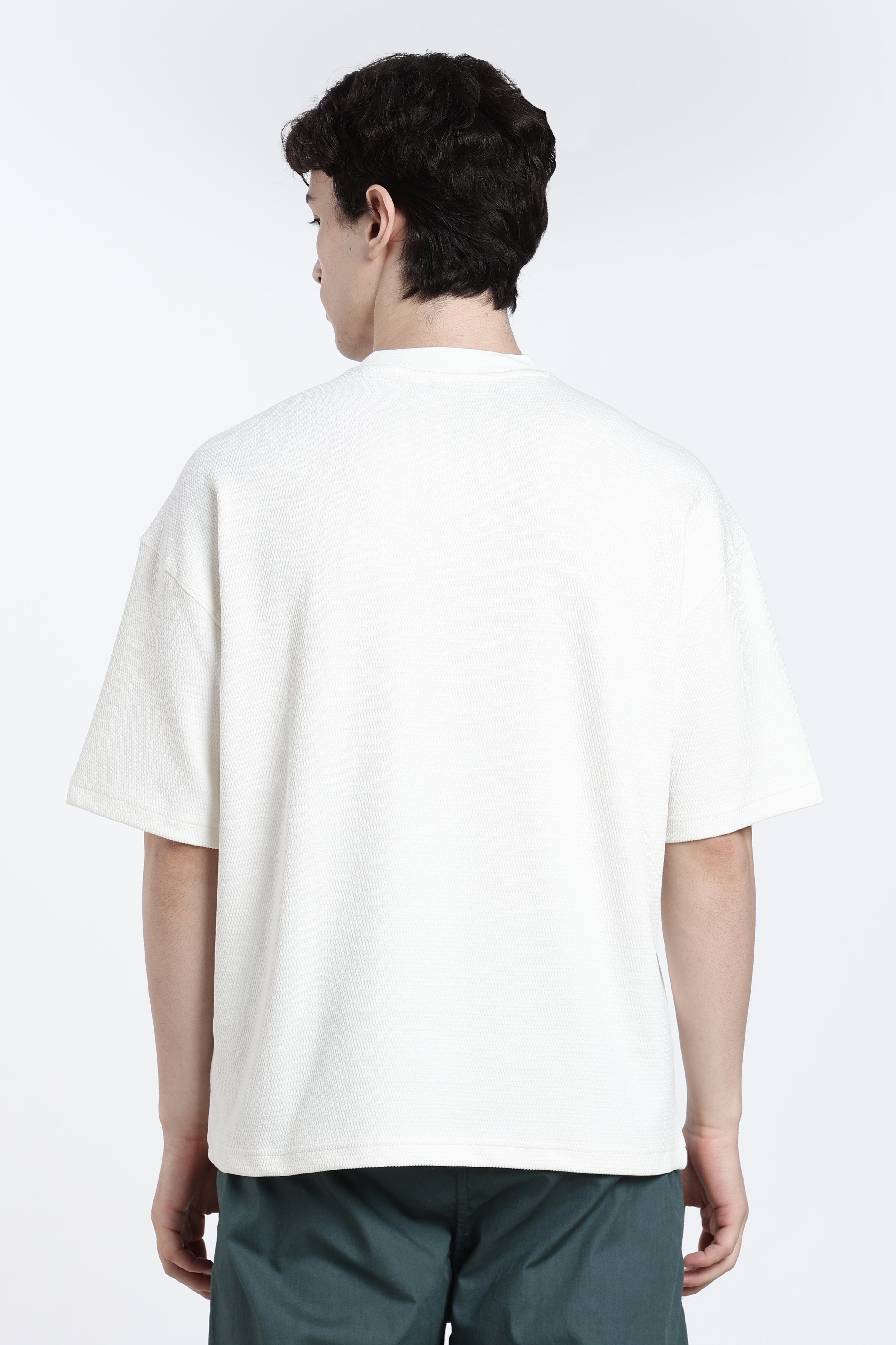 Off White Solid Oversized Fit T-Shirt for Men - Image 5